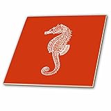 InspirationzStoreビンテージアート – レッドタツノオトシゴ印刷。太字Sea Horse Ocean Marineビーチ水族館水生 – タイル 12-Inch ct_164964_4