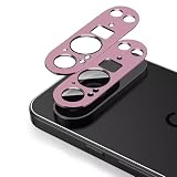Google Pixel 9 Pro XL 用 カメラフィルム 【アルミ合金製+強化ガラス】レンズ 保護カバー 耐衝撃 露出オーバー防止 全面保護 高透過率 グーグルピクセル9 Pro XL レンズ保護フィルム [2枚] (ピンク)