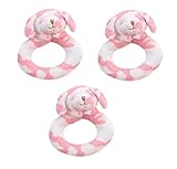 Angel Dear 3個リングRattlesセット、ピンクカモ子犬