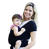 Kangaroobaby® ワンサイズクラシックベビースリングラップキャリアは35ポンドの赤ちゃんの下に収まります (Black)