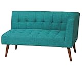 SINAPP 2人掛け カウチソファ L字コーナー 左アーム 左肘タイプ アンティーク ロータイプソファ SIK0543 エメラルドブルー