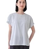 [インディヴィ] シャツ・ブラウス 春 【洗える/ストライプ柄】 袖タックブラウス 12712402 レディース ホワイト(302) 38(M)