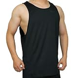 (テンフィット)10FIT タンクトップ ロング丈 トレーニング 筋トレ ボディビル ジム スポーツ メンズ 黒 T-007 (L, 黒)