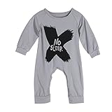 AmazingDeal 子供服 ロンパース ベビー爬行服 男の子 女の子 ジャンプスーツ ルームウェア カバーオール　長袖 春秋 綿製品 連体衣装 可愛い (70（３-６ヵ月）, グレー)