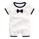 エルフ ベビー(Fairy Baby) ベビーフォーマルロンパース 半袖 新生児 お宮参りセレモニー用 蝶ネクタイつき size 73 (紺色)