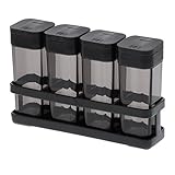 スパイスボトル＆ラック 4連セット タワー(ブラック)