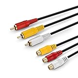 AUDIO延長ケーブル RCAオーディオケーブル 映像・ステレオ音声ケーブル オーディオ延長ケーブル RCA変換ケーブル 延長コード 3RCA-3RCA オス-メス 赤/黄/白 1.8m