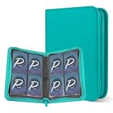 PAKESI スターカードカードファイル4ポケット 160枚収納 PU カードシート と他のカードを集める スターカード コレクションファイル (水色)