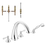 Moen krtki-dh-t922cr Kingsley 9-inch Roman浴槽蛇口付きハンドシャワー、クローム