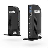 Plugable USB-C ドッキングステーション トリプルモニター 100W 充電機能付き Windows Mac システム対応（HDMI x 3、USB-C x1 USB3.0 x 4 SD カードリーダー）DP代替モード および DisplayLink グラフィック 有線LAN