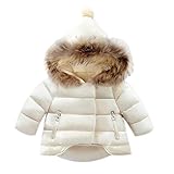 Smile キッズ 子供　ダウンジャケット ベビー 子供服 ダウンコート ダウン 棉服ジャケット 防寒 保温 アウターウエア 女の子 男の子 フード付き 秋冬　通園/通学　可愛い (130cm, ベー