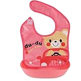 kishiya　食事エプロン　ベビー用　よだれかけ　防水 スタイ 　油が落ちるエプロン　　 (赤)