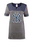 MLBニューヨークヤンキースOversized Top With Contrast Yoke and Split Henley M グレイ