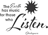 Shakespeare Quote: The Earth Has Music for Those Who LISTEN - Wall Vinyl Decal (14 X 12 Inches) [並行輸