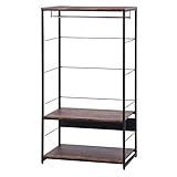 不二貿易 ワードローブ ハンガーラック 幅80cm ブラウン ヴィンテージ調 収納棚 ナビア 14641