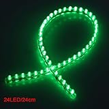 ライト，SODIAL(R)24 LED車のストリップアンダーライトネオン足元柔軟な防水リニア - 緑
