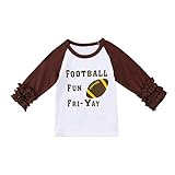 ベビー 幼児 女の子 クルーネック フリル ロングスリーブ フットボールレタープリント ラグラン Tシャツ (ホワイト, 100cm(18ヶ月~24ヶ月))