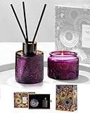 CLEAN HOUSE アロマキャンドル リードディフューザー ギフトセット スティック付属 プレゼント用紙袋付き (ユーカリ＆ラベンダー)