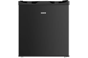 SAMKYO 冷蔵庫 48L 小型 幅45cm スリム 7段階温度調節 ミニ冷蔵庫 一人暮らし 省スペース コンパクト 前開き 1ドア 耐熱天板 静音 GU40 ブラック
