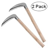 OUNONA OUNONA 2個スチールガーデニンググラスシックル木製ハンドル軽量で丈夫なシャープガーデンツール完璧な雑草や栽培