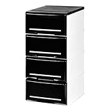 日本製 収納チェスト 引き出し インテリアチェストクラシック (35cm幅 4段, ブラック)