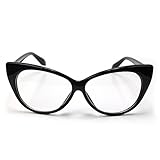 Tinksky Cat Eye Glasses Woman Fashion Clear Lens Eyewear (Black) [並行輸入品]