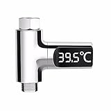 FUHAO シャワーヘッド水温計　お湯温度計　リアルタイムモニター　LEDデジタル水温計　LEDディスプレイ　浴室温度計 電源や電池不要 自立発電式　ベビーバス用　火傷防止