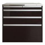 【室内設置サービス付き】【製造直販】【日本製】【完成品】ステンレス天板 NEWルフレ鏡面キッチンカウンター90／レインブラウン