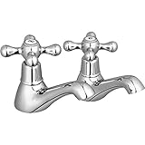 Twin Hot Cold Bath Taps New Bathroom Period Victorian Plumbing Chrome WINDSOR