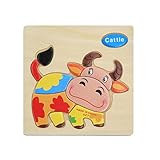 ノーブランド品 　2セット　木製　 漫画　牛の形状　パズル　赤ちゃん　知育玩具　 プレゼント