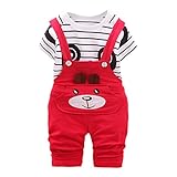 MIOIM ベビー服 セットアップ サロペット オーバーオール Tシャツ 2セット 可愛い パンダちゃん ストライプ柄 春夏 出産お祝い プレゼント