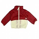 ウィンドブレーカー 裏メッシュ UVカット ベビー ジャンパー レッド-アイボリー 95