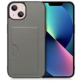 LOOF SKIN SLIM-SLOT レザー カード収納 スマホケース for iPhone 13 用 ケース カバー 背面 ストラップホール カードポケット シンプル 耐衝撃 薄型 軽量 leather [グレー]