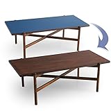 テーブル センターテーブル リバーシブル 長方形 木製 突き板 幅110cm ブラウン/ブルー