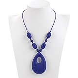 NEW ARRIVAL: Silicone Teething Necklace (Navy Blue), FOOD GRADE by Trendy Teething
