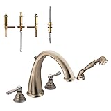Moen KRTKI-DH-T922AZ Kingsley 9-Inch Roman Tub Faucet with Handshower, Antique Bronze [並行輸入品]