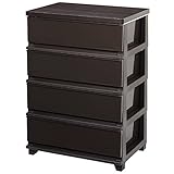 JEJ シンプルチェスト ウッド4段 ダークブラウン