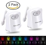 2パック – Starsea新しいMotion Activatedトイレ便器トイレLEDナイトライト、ライト、モーション検知夜間ライト – 8カラー変更