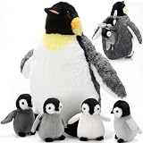 Harrycle ぬいぐるみ ペンギン ぬいぐるみ5点セット 14インチ ママペンギン かわいい赤ちゃん4匹 ジッパー式腹部 ソフトな抱きしめたくなるぬいぐるみ キッズギフト(シンプルスタイル)