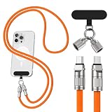 タイプC ストラップ 【60W急速充電】iPhone 16 ケーブル 1.2m*1本 PD対応 充電ケーブル usb c ケーブル MacBook iPad Android対応 ストラップホルダー*1枚 オレンジ