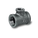 Everflow Supplies bmrt0120ブラック可鍛性2つサイズReducing Tee withメスねじ継手、1 / 2 " x 1 / 8 "