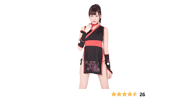 Amazon Co Jp Be With 姫忍者 黒 赤 和風 Mサイズ コスプレ コスチューム レディース ハロウィン 忍者 くのいち 和服 和装 かっこいい セクシー 洗濯可 ホビー
