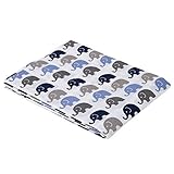 Elephants Blue/Grey Mini Elephants Crib fitted sheet by Bacati [並行輸入品]