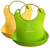 Cute Baby bibs-soft and comfortable food catcher for a newborn- Stylish design in green and yellow 2