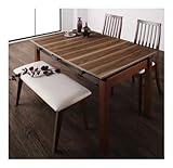 ホワイト2脚 4点セット(テーブル+チェア2脚+ベンチ1脚) W140-240 天然木ウォールナット材 ハイバックチェア ダイニング Austin オースティン【ﾉｰﾌﾞﾗﾝﾄﾞ品】