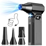 エアダスター 電動エアダスター 最強力ブロワー【超強力暴風· 吹くだけで完全清掃 · LEDライト】300000RPM高速回転 最大風速120m/s 4段階風量調整 5種類ノズル付き 洗車 小型 軽量 Type-C充電式 車内清掃/PC掃除/キーボード用/空気入れ/家庭掃除 コードレス 日本語取扱説