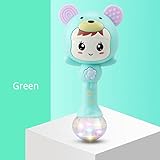 RaiFu ベビーおもちゃ　おしゃぶり　ハンドベル　赤ちゃん　かわいい　ラットル　音　光　ミュージ　カル　ハンドベル　新生児　砂のハンマー　おしゃぶり　教育おもちゃ スマイリーグリーン