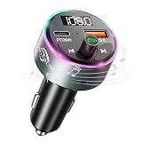 SOARUN FMトランスミッター Bluetooth 5.3 車載充電器 車載Bluetoothトランスミッター PD36W+QC3.0 急速充電 2ポート FMカーチャージャー Siri&Google Assistant対応 ハンズフリー通話 9RGBバックライト LEDライト シガーライターソケット AUX入力 音楽再生12V/24V車対応