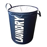 ランドリーバスケット YIFAN 40Lランドリーボックス 100g×1空気清浄バッグ オックス布生地洗濯かご ランドリー収納 大容量ランドリーボックス 脱衣かご 折りたたみ 撥水加工 取って付き - ブルー