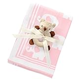 Yuena Care ブランケット 赤ちゃん ベビータオルケット 毛布 お昼寝 タオルケット 掛け布団 肩掛け ひざ掛 子供 キッズ用 通気性 保温性 出産祝い ピンクエレファント